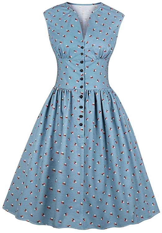 Amazon.com: 1940s Dresses for Women Girls Floral Print Vintage .