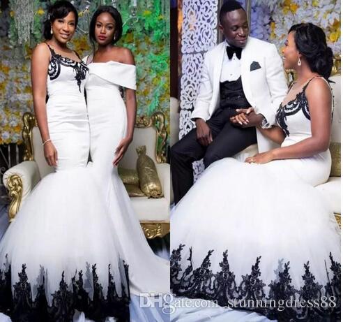Sexy Black And White African Wedding Dresses Plus Size Mermaid .