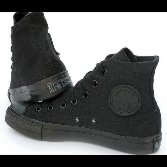 Converse Shoes | All Black High Top Chuck Taylors | Poshma