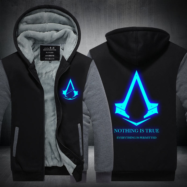 2016New Winter Fashion Luminous pattern Assassin Creed Hoodie .