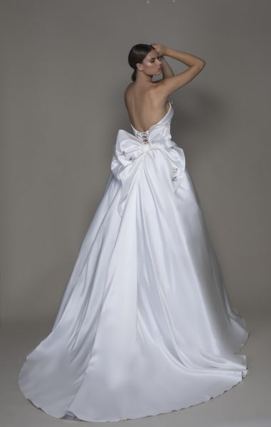 Strapless Straight Neckline Satin Ball Gown Wedding Dress With .