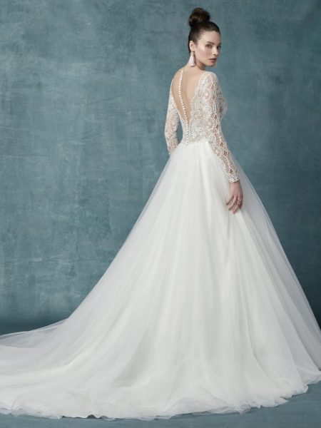 Long Sleeve Lace Tulle Ball Gown Wedding Dress | Kleinfeld Brid