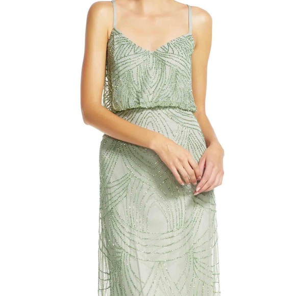 Adrianna Papell Dresses | Sage Green Beaded Dress | Poshma