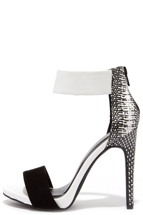 Cute Black and White Heels - Ankle Strap Heels - $28.