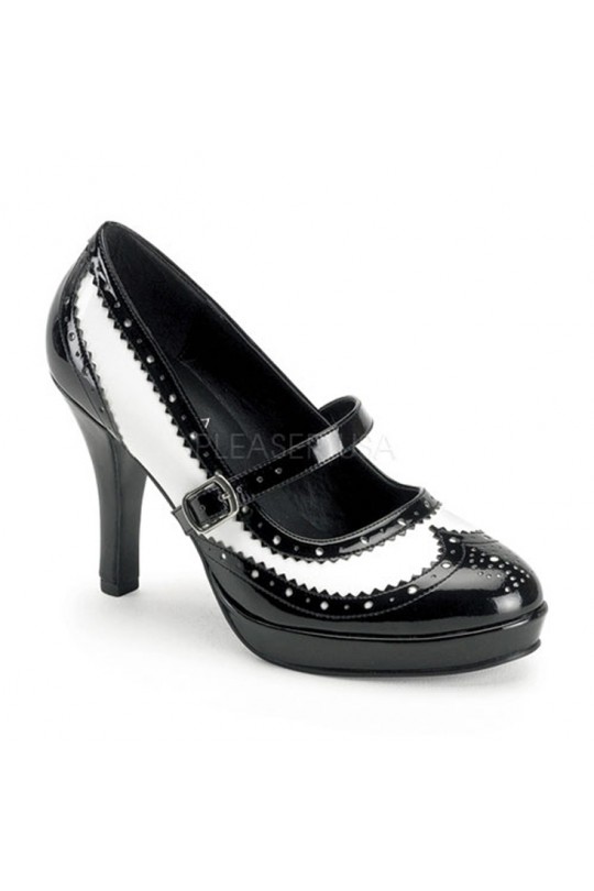 Black White Gangster Mary Jane Style Heels Heel Shoes online store .