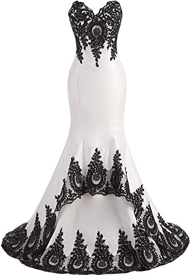 Aiyi Mermaid Long White And Black Lace Gothic Prom Wedding Dresses .