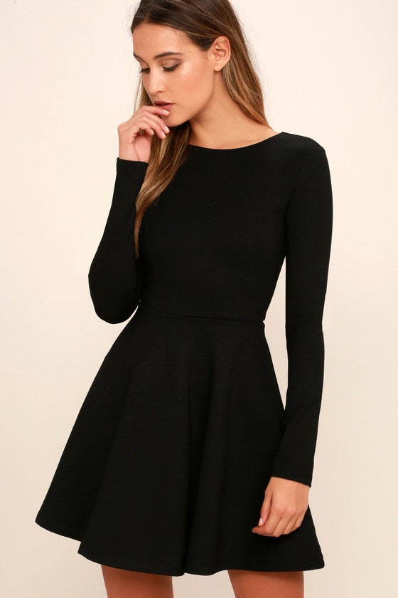 Forever Chic Black Long Sleeve Dress | Black long sleeve dress .