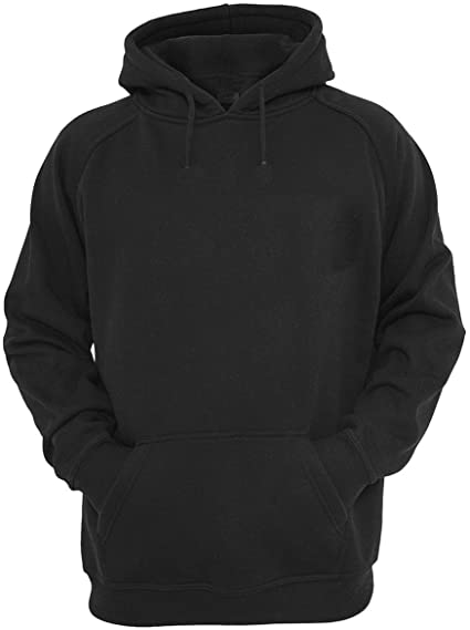 R&MPacific Unisex Plain Black Hoodie Hooded Sweatshirt Pullover at .