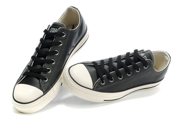 Monochrome Black Leather Converse All Star Overseas Edition Low .