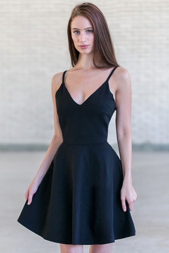 Little Black Dress, Cute Black A-Line Dress, Black Party Dress .