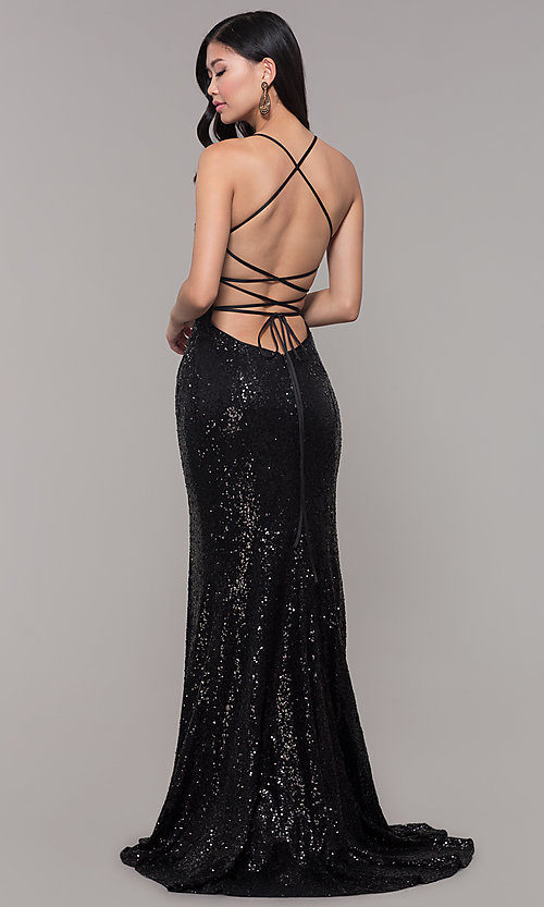 Sparkly Sequin V-Neck Long Formal Prom Dress -PromGi