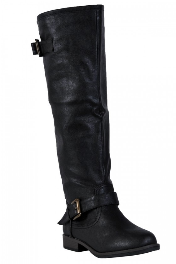 Black Red Zipper Boots, Cute Studded Black Boots Lily Boutiq