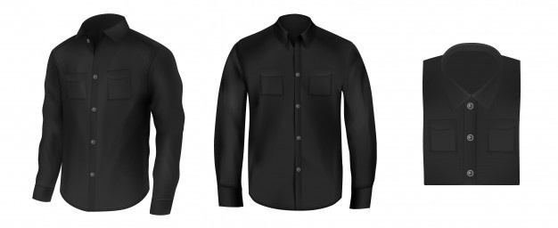 Vector set of black shirts for men, front view | Free Vect