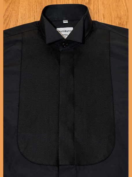 Garcon Tomboy Black Wingtip Tuxedo Shirt for Women, Butch Fashio