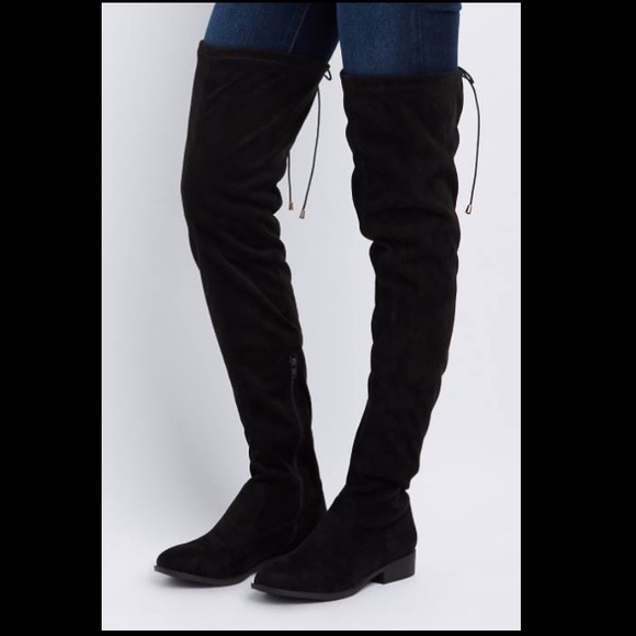 ASOS Shoes | Thigh High Boots Flat Black Suede | Poshma