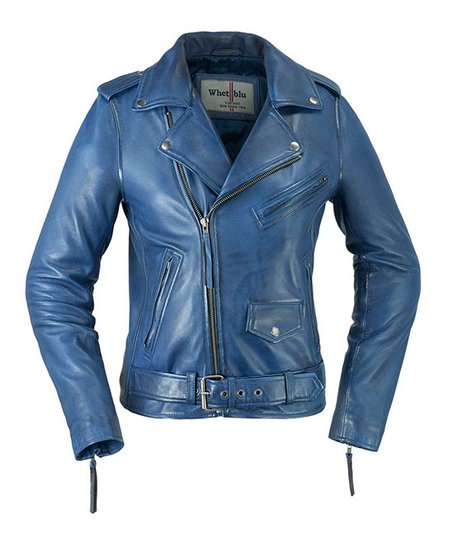 Whet blu Navy Blue Crossover Leather Jacket - Women | Zuli
