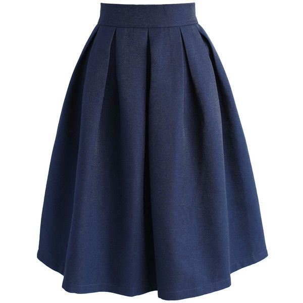 Chicwish Retain My Classic A-line Skirt in Navy ($45) ❤ liked on .