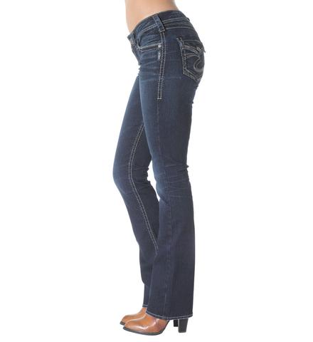 Silver Jeans Women's Aiko Fluid Mid-Rise Slim Fit Boot Cut Jea