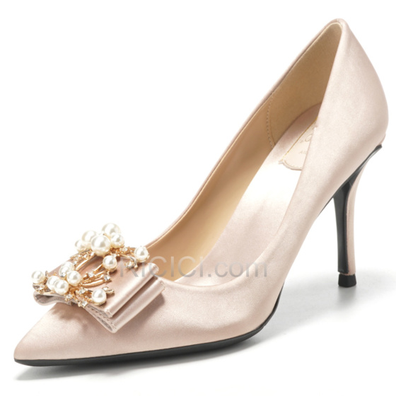 Affordable Bridesmaid Shoes Summer Elegant Champagne With Bowknot .