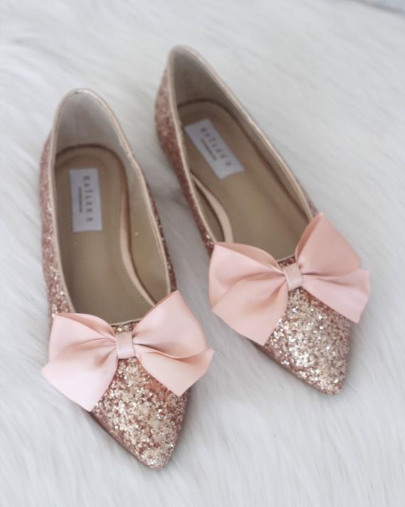 Women Wedding Shoes Bridesmaid Shoes ROSE GOLD Rock Glitter | Et