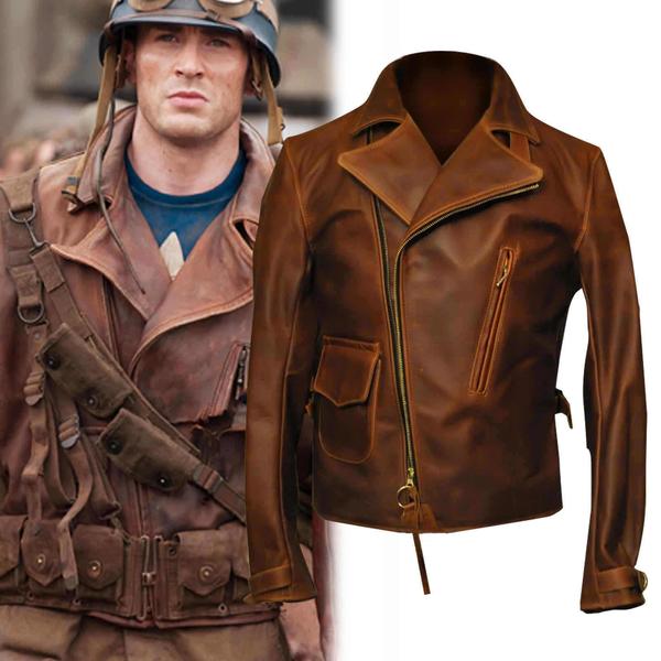 Captain America The First Avengers Distressed Brown Real Leather .
