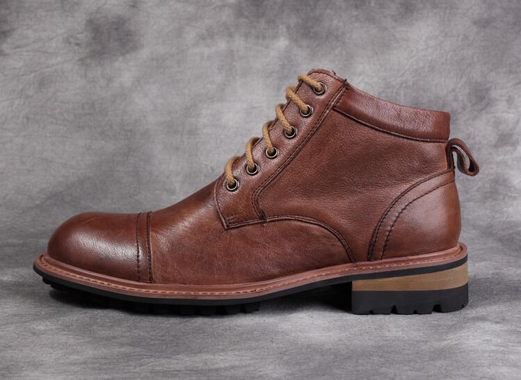 Lace Up Smart Casual Shoes Men's Solid Classical Martin Boots Male .