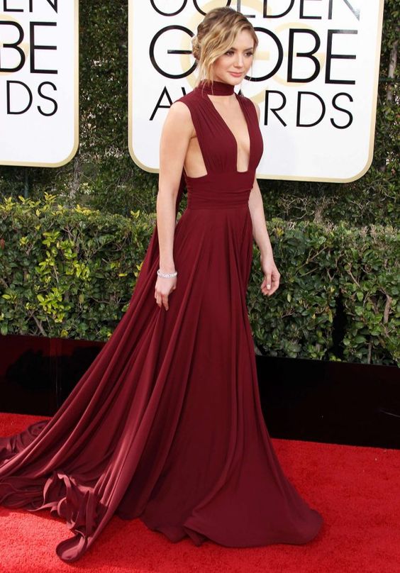 Inspired by Christine Evangelista Celebrity Dresses WIne Red .