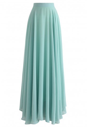 Timeless Favorite Chiffon Maxi Skirt in Mint - Retro, Indie and .