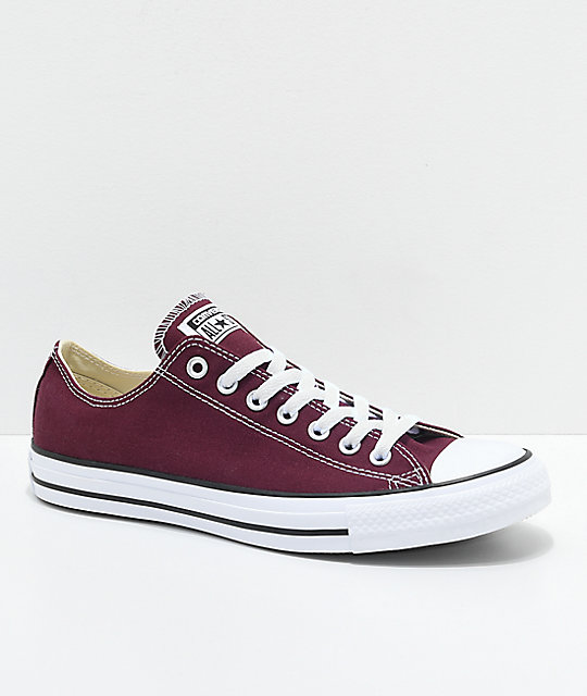 Converse Chuck Taylor All Star Ox Maroon & White Shoes | Zumi