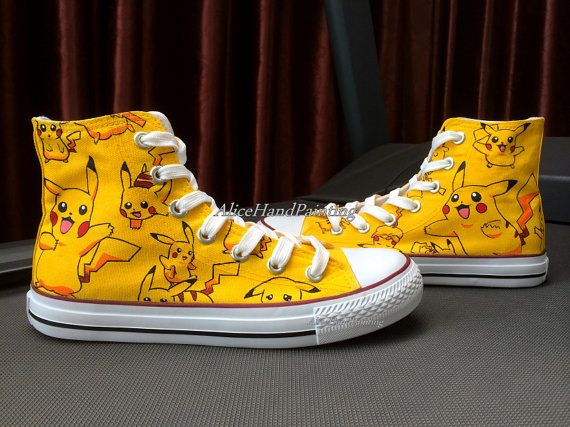 Custom Yellow Converse Hand Painted Shoes Custom Anime Converse .