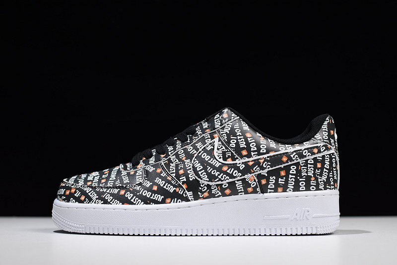 Unisex Just do it Nike Air Force 1 Low Black Total Orange White .