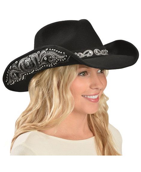Montana West Decorated Brim Wool Cowgirl Hat | Cowgirl, Cowgirl ch
