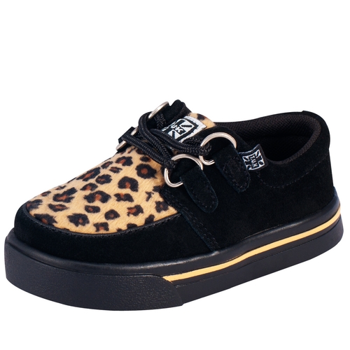 Black Suede and Leopard Print Baby Creepe