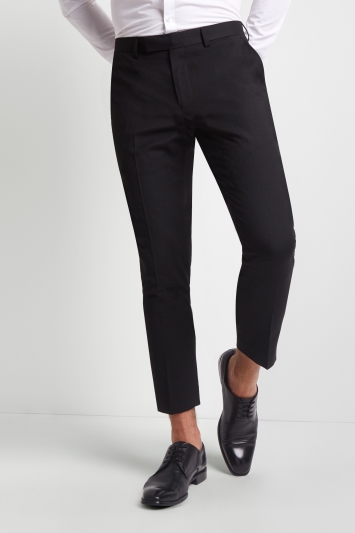Moss London Skinny Fit Machine Washable Black Cropped Pants with .
