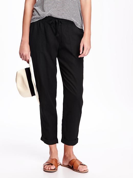 Linen-Blend Cropped Pants for Women (With images) | Linen blend .