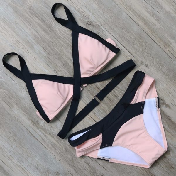 Cute Pink Wrap Top Regular Brief Bikini Set - 24 Bikin