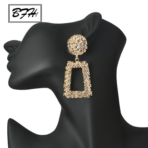 Earrings women's gold geometric earrings metal silver earrings .