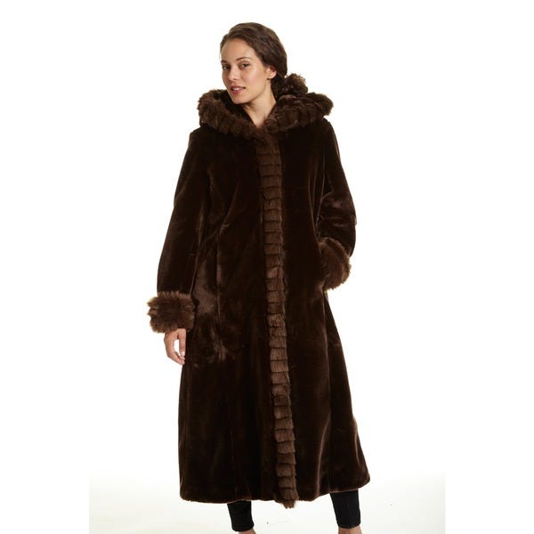 Shop Excelled Women's Faux Fur Hooded Full Length Coat - Overstock .