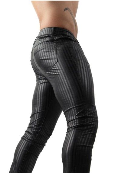 Black Faux Leather Pants With Stripes in 2020 | Faux leather pants .