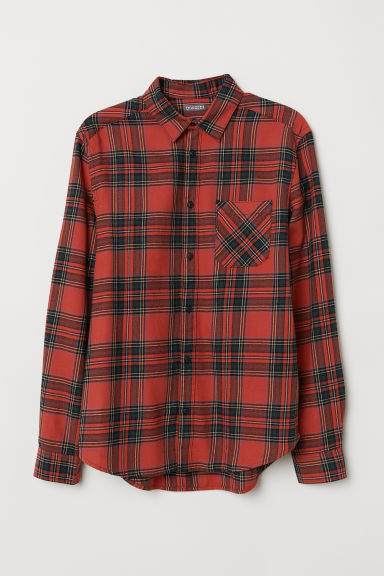 Checked flannel shirt - Red/Green checked - Men | H&M