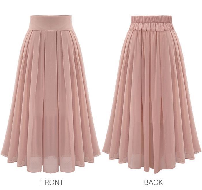 bee-es shop: Chiffon flared skirt maxi length long length spring .