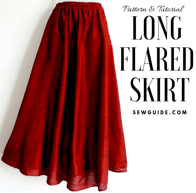 Make a long flared skirt {Free Size} Sewing Pattern & Tutorial .