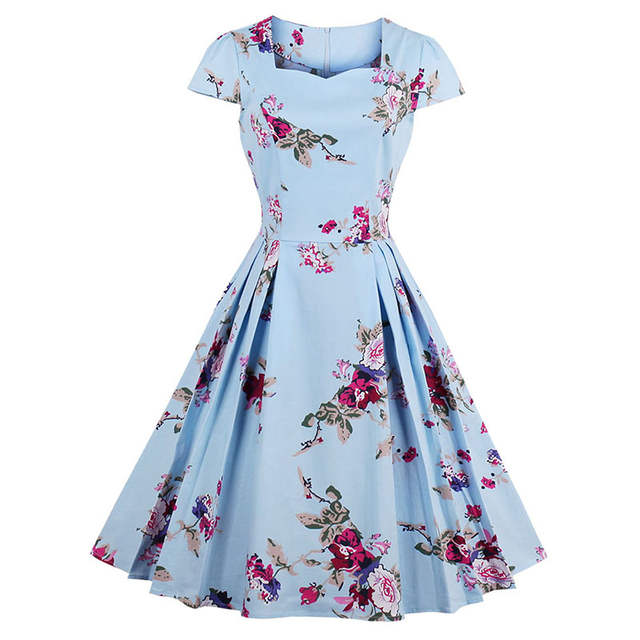 Sisjuly Women Summer Floral Dress Print Expansion Dresses Knee .