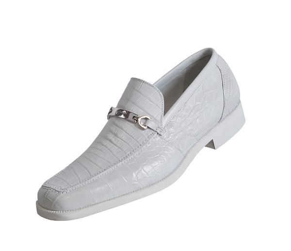 Mauri 4692 White All Over Alligator Formal Loafers | White dress .