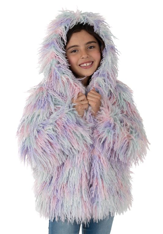 Kid's Alpaca Hooded Faux Fur Coat | Girls Faux Fur Coa