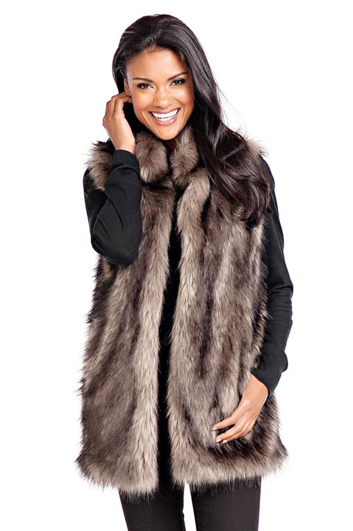 Grey Wolf Faux Fur Hook Vest | Womens Faux Fur Ves