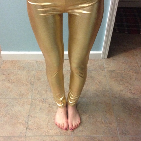 Pants | Shiny Gold Leggings | Poshma