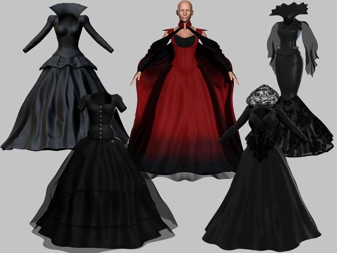 3D model 5 Victorian Gothic Dresses Collection | CGTrad