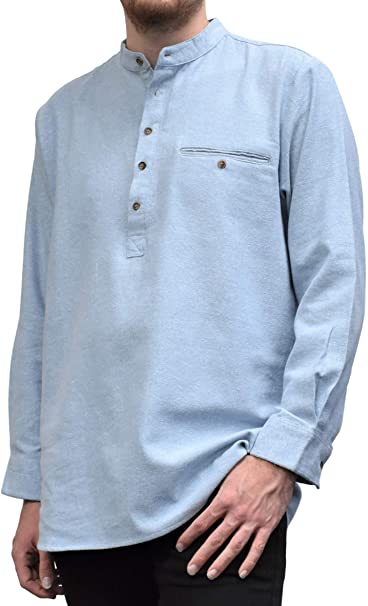 Lee Valley - Genuine Irish Cotton Flannel Grandfather Shirt .