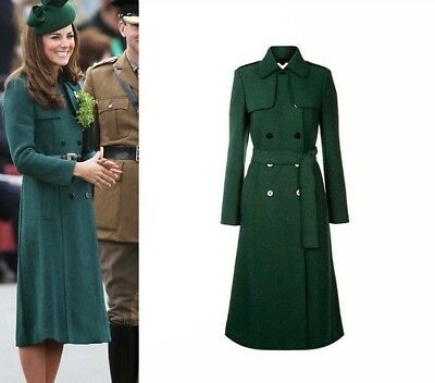 Kate Middleton Pine Green Persephone Double-Breasted Womens Woolen .